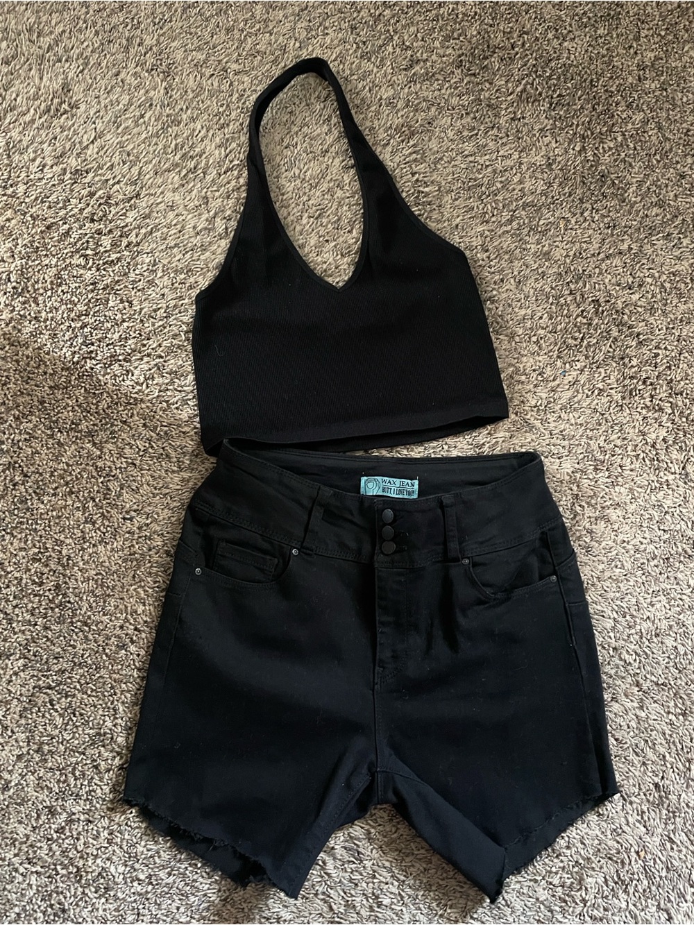 Wax Jean Black cut off shorts